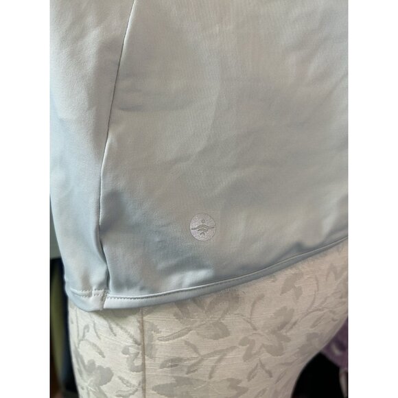 Halara Cut Out Curved Hem Running Tank Top Almost Aqua Sz S NWT Workout - Picture 6 of 11